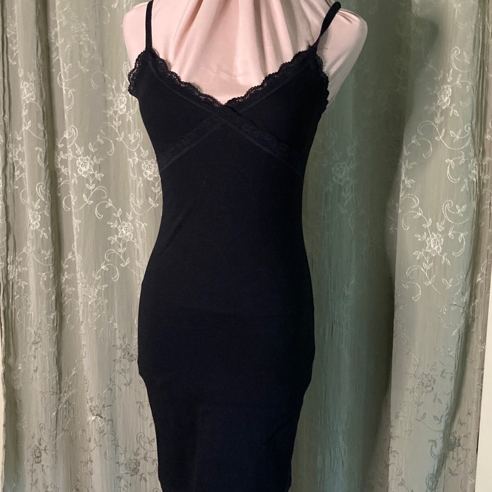 Ambiance Black Lace-Trim Mini Dress